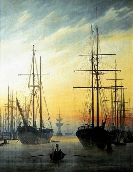 Caspar David Friedrich View of a Harbour . oil painting image